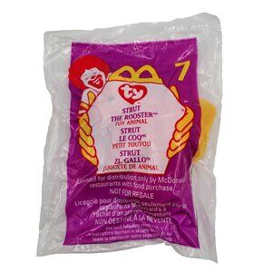 Strut The Rooster #7 McDonald’s Toy Retired 1999 New Sealed TY Teenie Beanie Bab